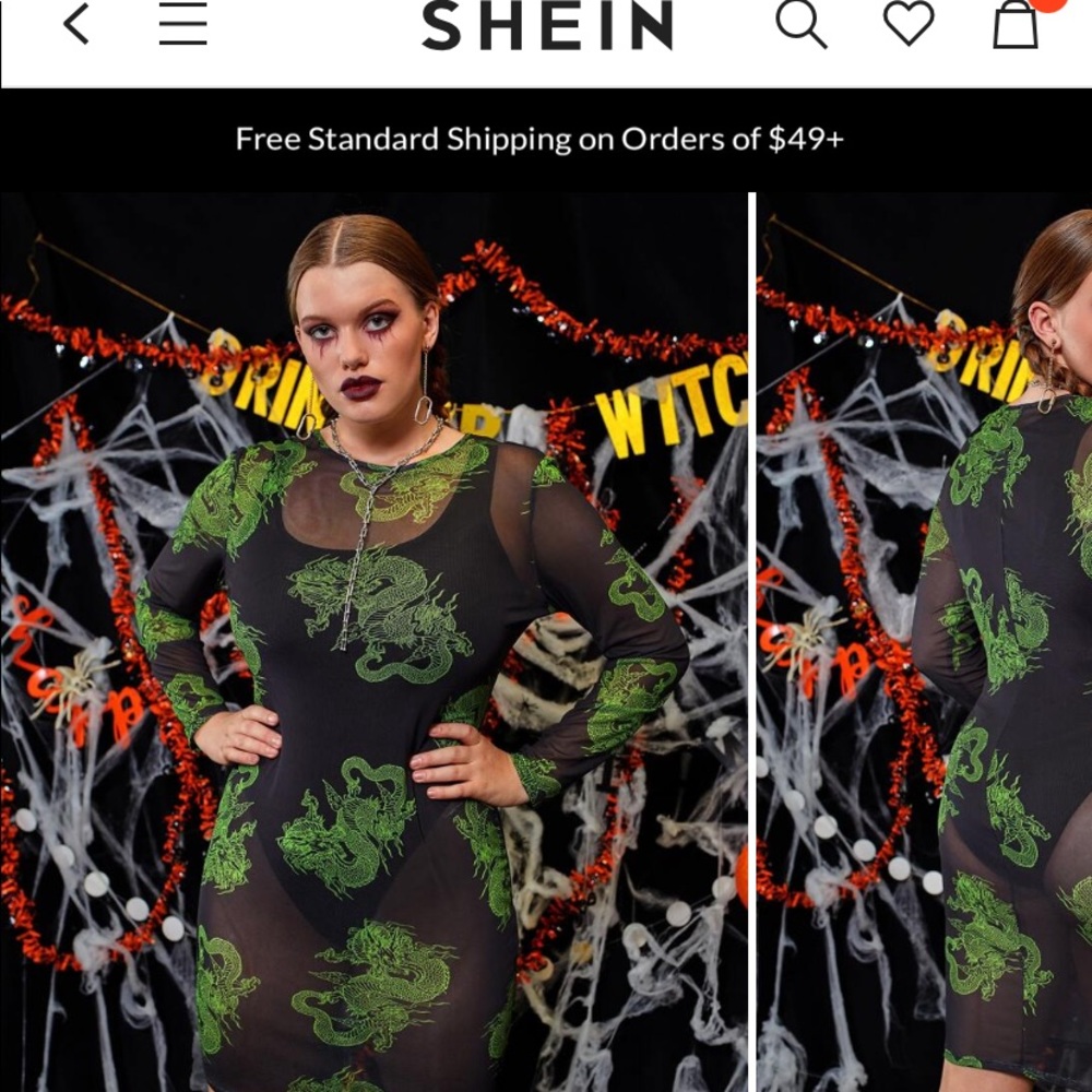 Shein green dragon dress